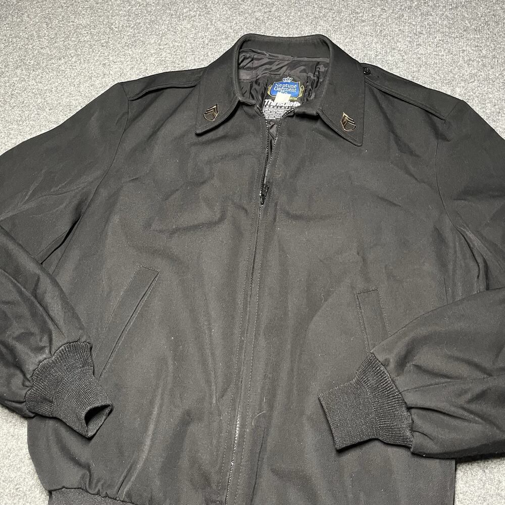 Vintage Neptune Garment Co Jacket 44L Black Army Officer Enlist Thinsulate Lined